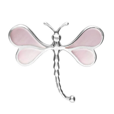 Sterling Silver Pink Mother of Pearl Dragonfly Brooch. M268.