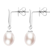 Sterling Silver Pink Pearl Drop Earrings, E1353.