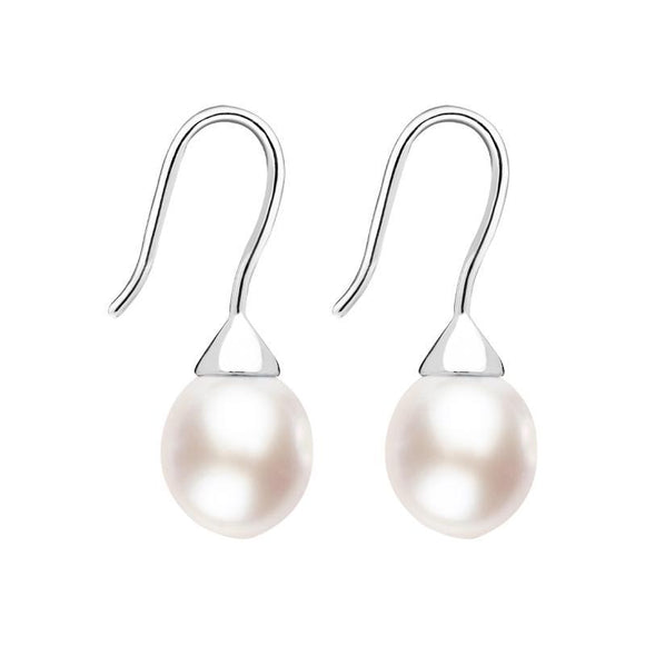 Sterling Silver Pink Pearl Hook Drop Earrings, E1357.