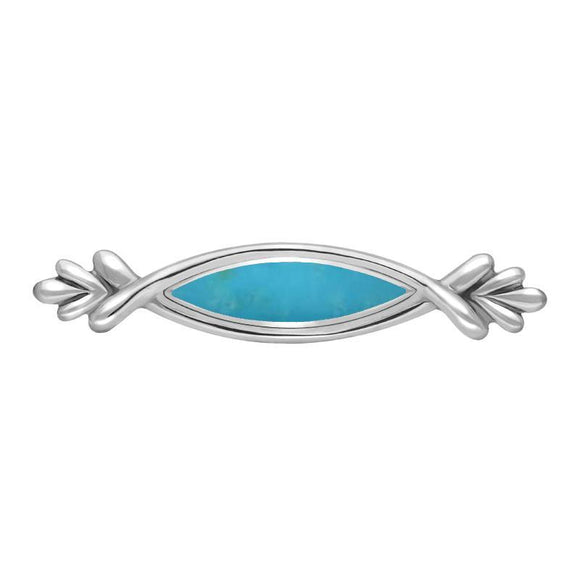Sterling Silver Turquoise Marquise Fleur Brooch, M099