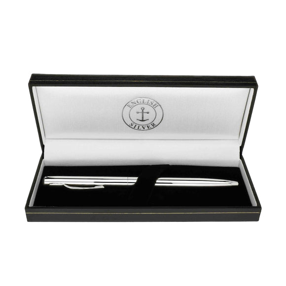 Sterling Silver Whitby Jet Ball Point Pen G900