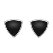 Sterling Silver Whitby Jet Curved Triangle Two Piece Set S048 earrings