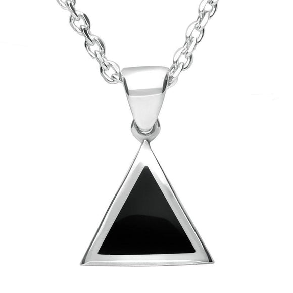 Sterling Silver Whitby Jet Flat Triangle Necklace P085