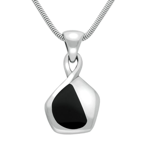 Sterling Silver Whitby Jet Freeform Pentagon Necklace. P542