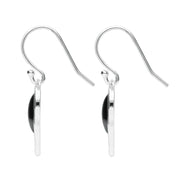 Sterling Silver Whitby Jet Open Heart Twist Hook Earrings E2314