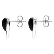 Sterling Silver Whitby Jet Triangle Open Stud Earrings E2324