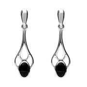 Sterling Silver Whitby Jet Oval Spoon Necklace and Earring Set S049 earrings