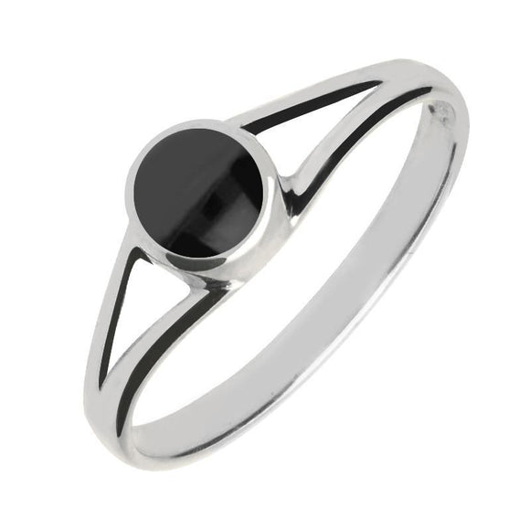 Sterling Silver Whitby Jet Round Four Piece Set. S005