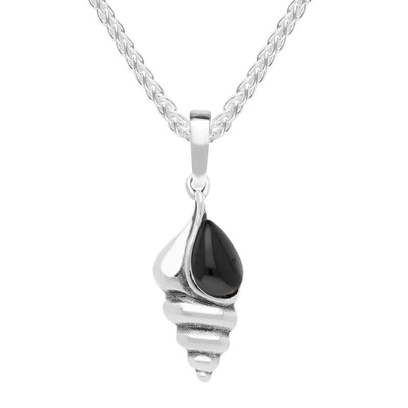Sterling Silver Whitby Jet Small Shell Necklace P3329
