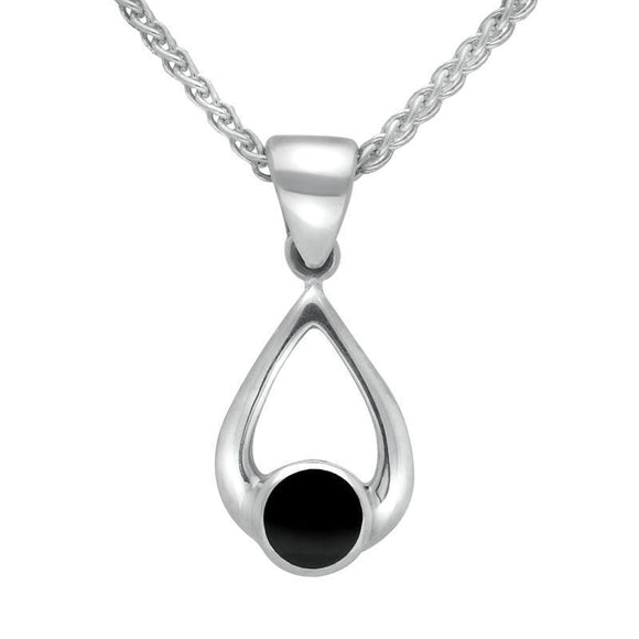 Sterling Silver Whitby Jet Small Teardrop Necklace