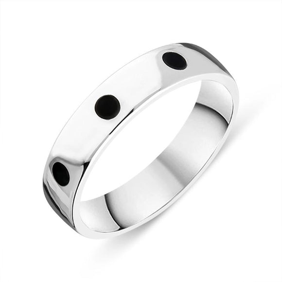 Sterling Silver Whitby Jet 5mm Wedding Band Ring R1197_5