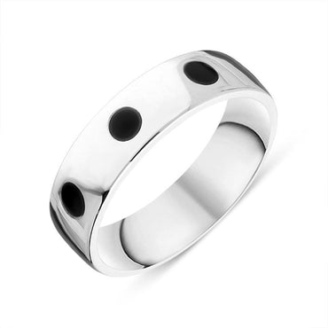 Sterling Silver Whitby Jet 6mm Wedding Band Ring R1197_6