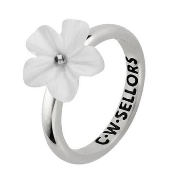 Sterling Silver White Agate Tuberose Platycodon Ring, R996.