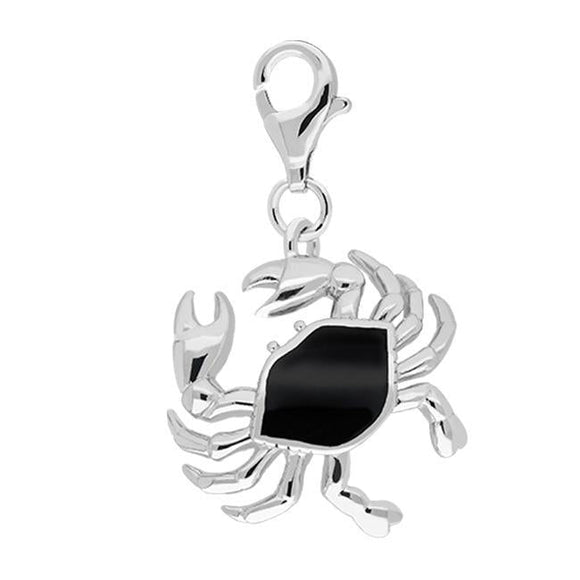 Sterling Silver and Whitby Jet Crab Charm, G797.