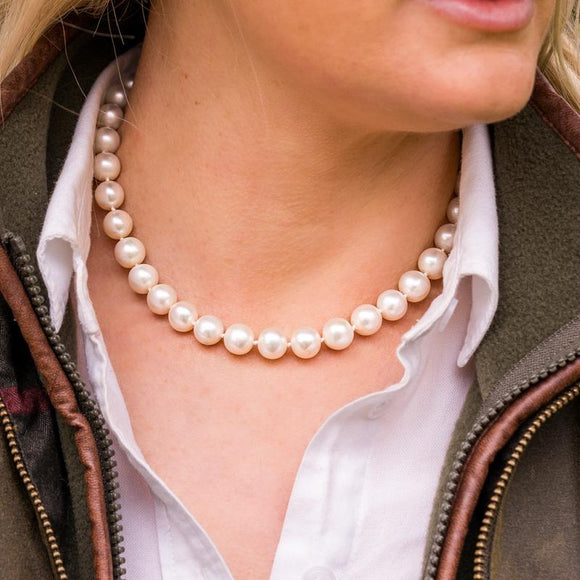 White Pearl 10mm Round Bead Necklace, N1119_16.