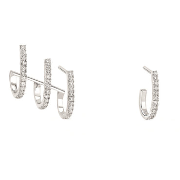 Messika Gatsby 18ct White Gold 0.22ct Diamond Multi-Creoles Asymmetric Hoop Earrings, 6503/WG