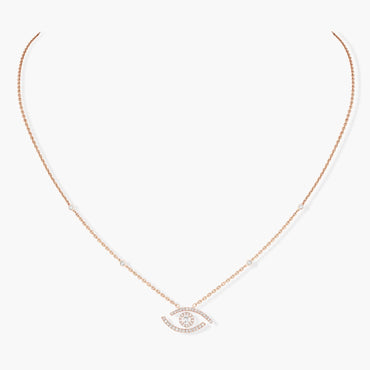 Messika Lucky Eye 18ct Rose Gold 0.30ct Diamond Pave Necklace 7525/RG