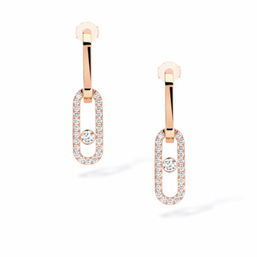 Messika Move Link 18ct Rose Gold 0.88ct Diamond Drop Earrings 12469