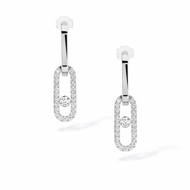 Messika Move Link 18ct White Gold 0.88ct Diamond Drop Earrings 12469