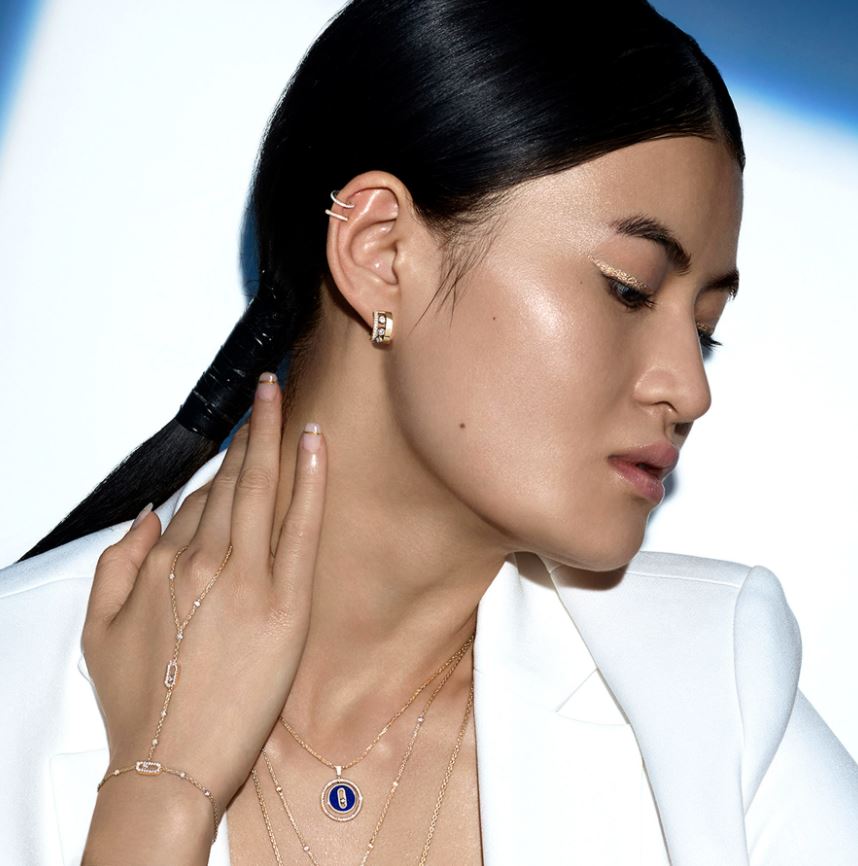 Messika Move Romane 18ct White Gold Diamond Mini Hoop