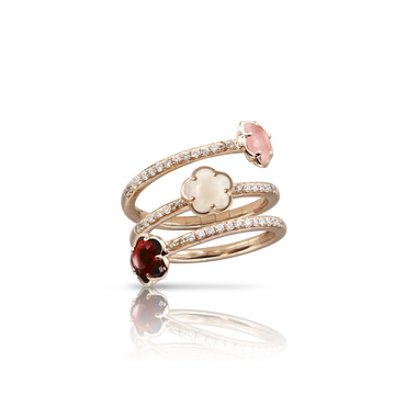 Pasquale Bruni Figlia Dei Fiori 18ct Rose Gold Diamond Gemstone Twist Ring 15953R