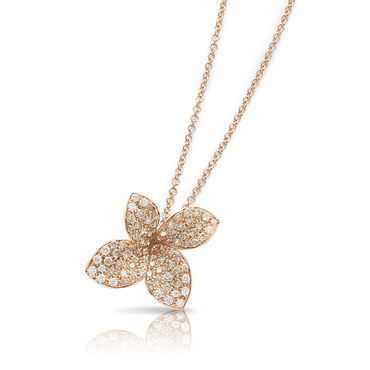Pasquale Bruni Petit Garden 18ct Rose Gold White and Champagne Diamond Flower Necklace 15382R