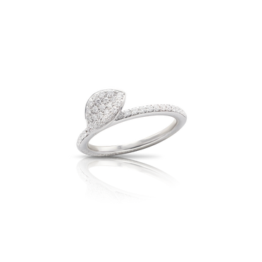 Pasquale Bruni Petit Garden 18ct White Gold Diamond Single Leaf Ring 15375B