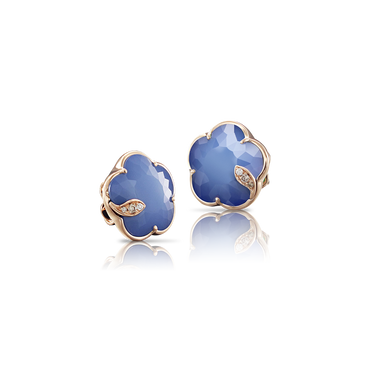 Pasquale Bruni Petit Joli 18ct Rose Gold Diamond Agate Lapis Lazuli Doublet Stud Earrings 16132R