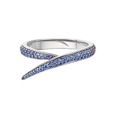 Shaun Leane Interlocking 18ct White Gold Blue Sapphire Single Ring, IM011.WGBLRZ.
