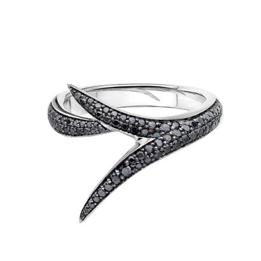 Shaun Leane Interlocking Embrace 18ct White Gold Black Diamond Ring, IM021.WGBKRZ.