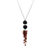 Sterling Silver Whitby Jet Bead Necklace D N600.