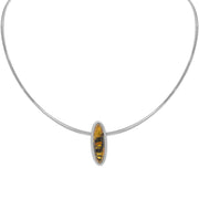 Sterling Silver Amber Slim Oval Multi Strand Necklace D N835