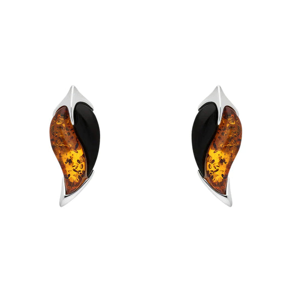 sterling-silver-amber-whitby-jet-leaf-stud-Earrings-E1574