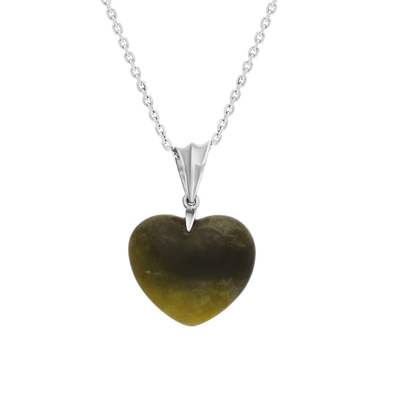 Sterling Silver Connemara Fluted Bail Medium Carved Heart Necklace. P2270_M
