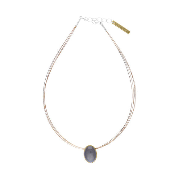 Sterling Silver Gold Plated Moonstone Oval Necklace D