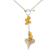 Sterling Silver Gold Plated Amber Heart T-Bar Necklace D PNUNQ0000038.