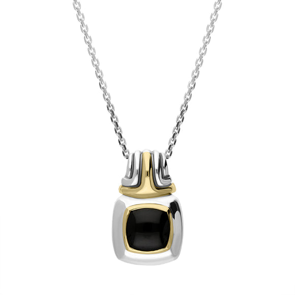 Sterling Silver Whitby Jet Square Necklace D 0139