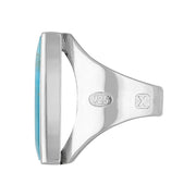Sterling Silver Turquoise Hallmark Medium Oblong Ring