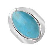 Sterling Silver Turquoise Hallmark Medium Oval Ring. R012_FH.