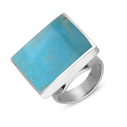 Sterling Silver Turquoise Hallmark Medium Square Ring. R604_FH.