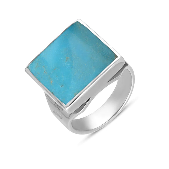 Sterling Silver Turquoise Hallmark Small Square Ring. R603_FH.