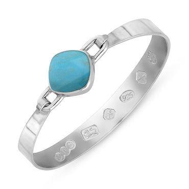 Sterling Silver Turquoise Jubilee Hallmark Collection Wide Cushion Bangle, B036_JFH