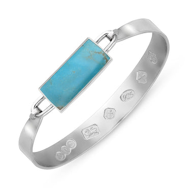 Sterling Silver Turquoise Jubilee Hallmark Collection Wide Oblong Bangle, B030_JFH