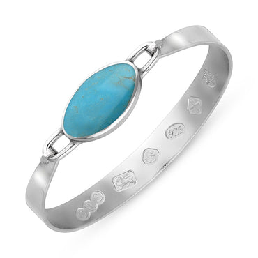 Sterling Silver Turquoise Jubilee Hallmark Collection Wide Oval Bangle, B020_JFH