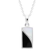Sterling Silver Whitby Jet Mother of Pearl Oblong Necklace D P918.