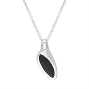 Sterling Silver Whitby Jet Freeform Pebble Shaped Necklace P541.