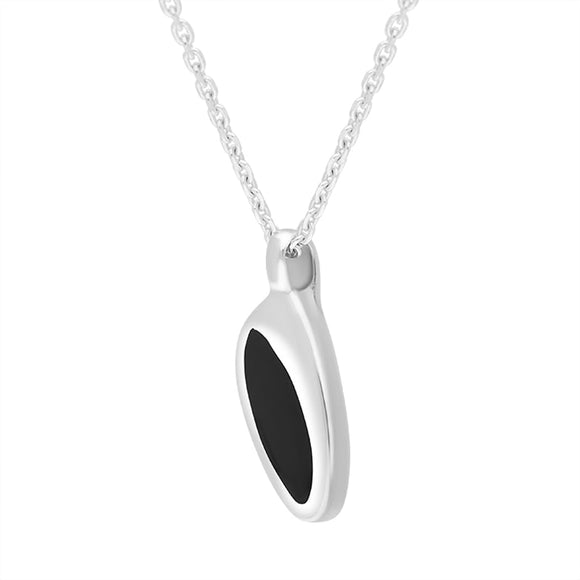 Sterling Silver Whitby Jet Freeform Pebble Shaped Necklace D