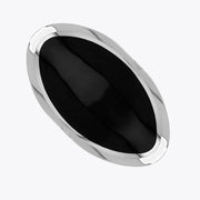 Sterling Silver Whitby Jet Hallmark Large Oval Ring, R013_FH.