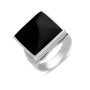 Sterling Silver Whitby Jet Hallmark Small Square Ring