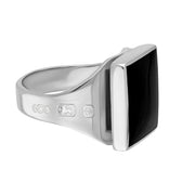 Sterling Silver Whitby Jet Hallmark Small Square Ring